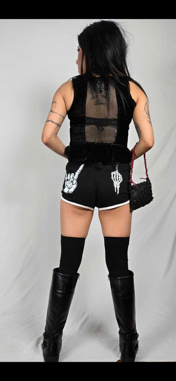 Skull Hands Fitted Athletic Shorts