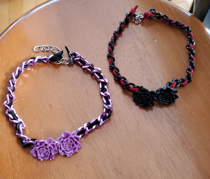 Roses on Chain Choker Necklace