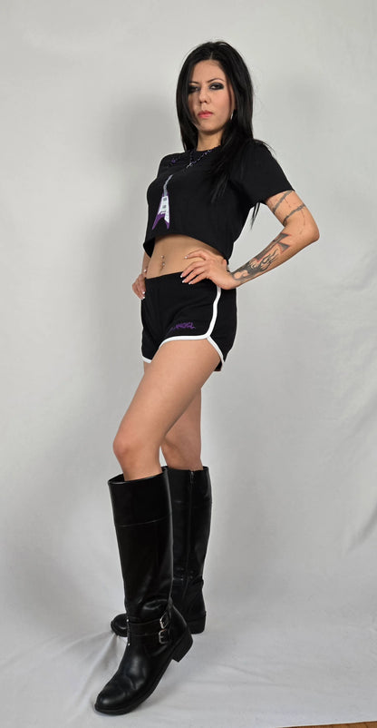 Purple Flying V Guitar Crop Top