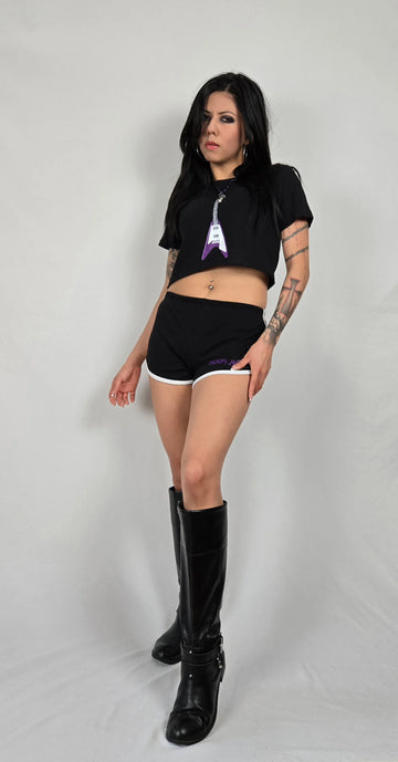 Purple Flying V Guitar Crop Top