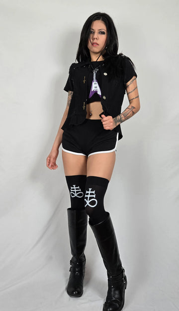 Leviathan Cross Thigh High Stockings