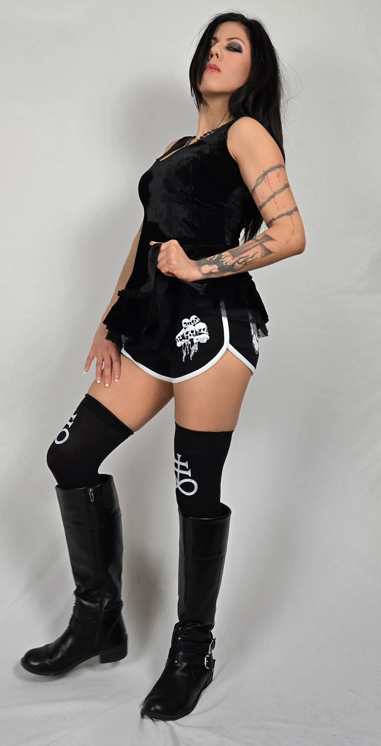 Skull Hands Fitted Athletic Shorts