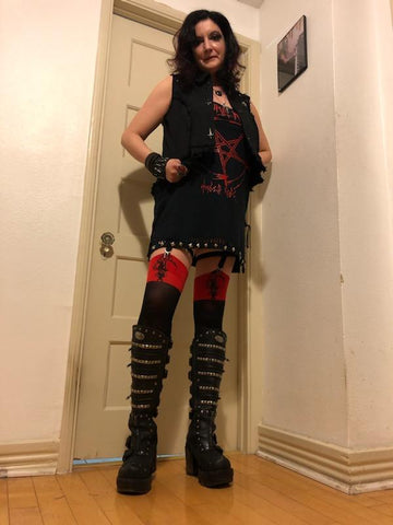 Serpent N' Chain Cuban Style Two Tone Thigh High Stockings