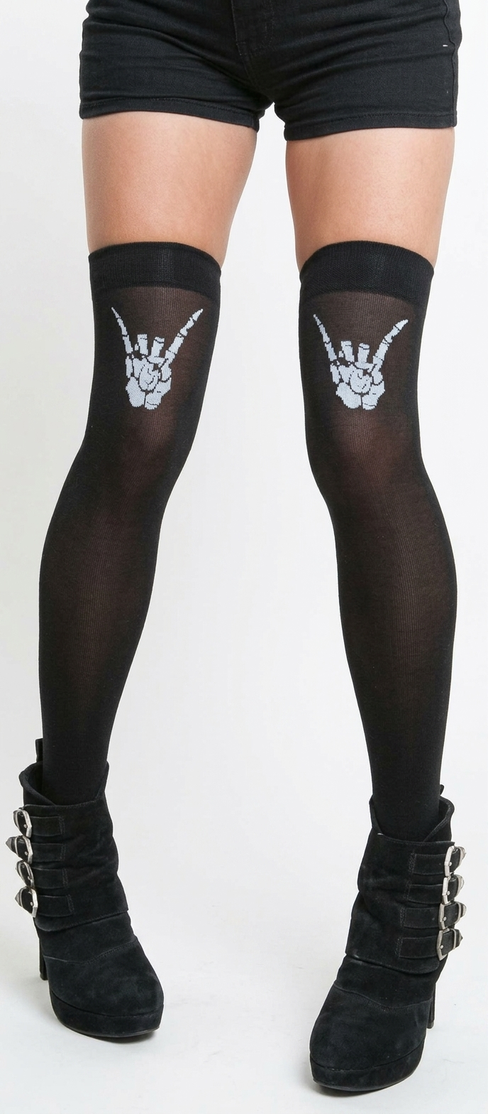 Metal Horns Thigh High Stockings