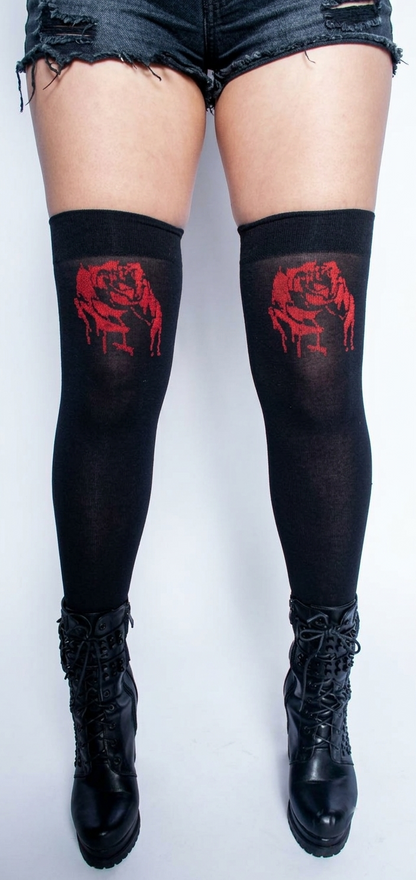 Dripping Rose Thigh High Stockings