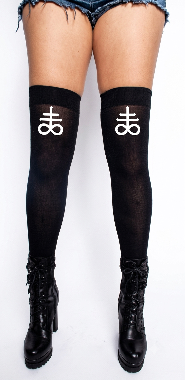 Leviathan Cross Thigh High Stockings