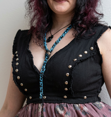 Turquoise Leather Braided Chain Necklace