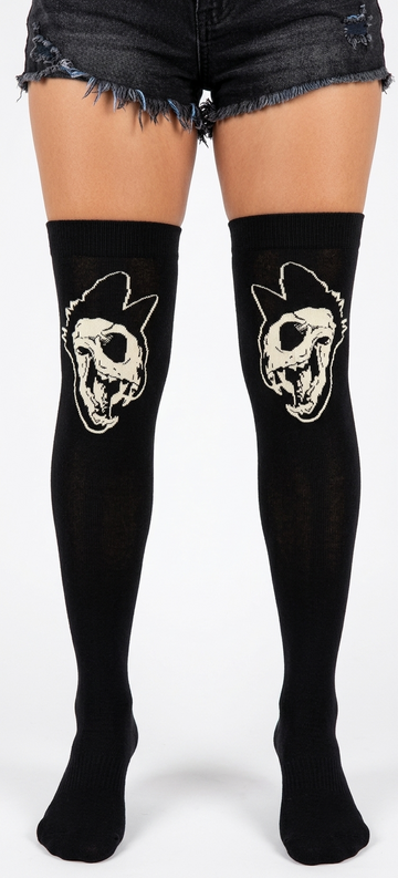 Skull Kitty Thigh High Stockings