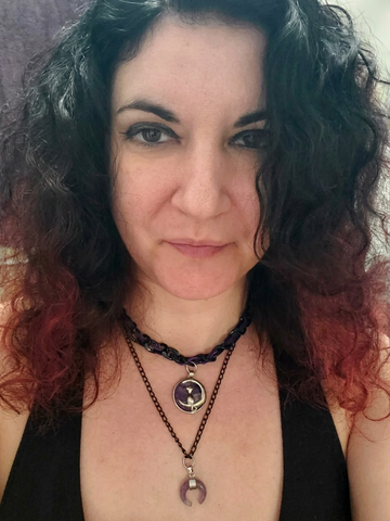 Double Amethyst Kitty On The Moon Crystal Pendant Necklace