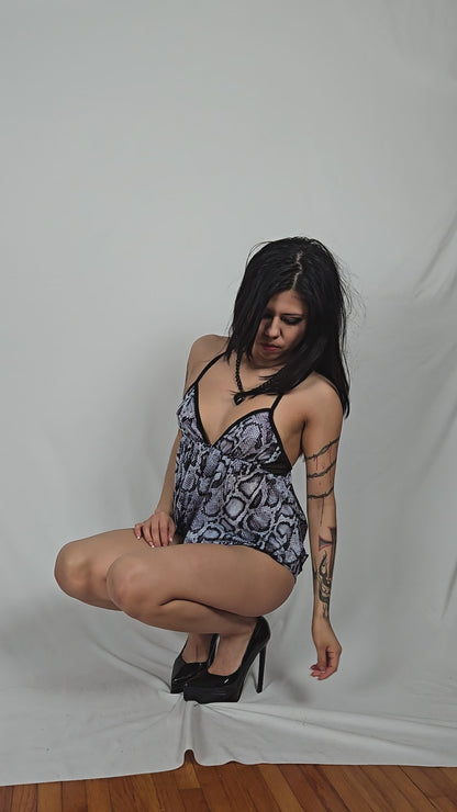 Serpent Print Lingerie Cami And Boy Short