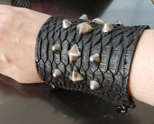 Load image into Gallery viewer, Punk Rocker Vegan Snakeskin Armband Bracelet
