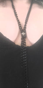 Bolo Chain Necklace with Studded Vegan Snakeskin Accent