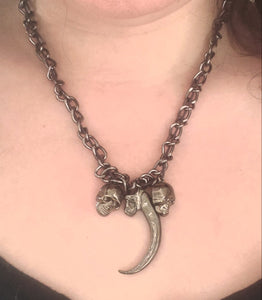 Demon Claw and Skulls Chain Necklace