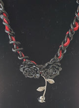 Load image into Gallery viewer, Rose Accented Braided Chain Necklace
