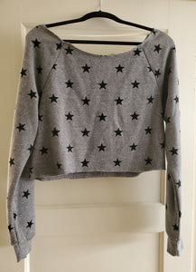 Star Print Cropped Sweatshirt Top