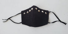 Load image into Gallery viewer, Silver Stud Black Crushed Velvet Face Mask
