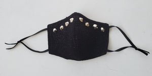 Silver Stud Black Crushed Velvet Face Mask