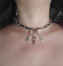 Load image into Gallery viewer, Guitar and Rose Pendant Chain Choker Necklace
