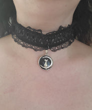 Load image into Gallery viewer, Kitty On The Moon Lace Choker Necklace
