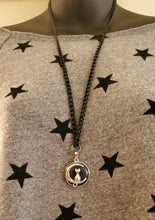 Load image into Gallery viewer, Kitty On The Moon On Black Chain Necklace
