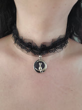 Load image into Gallery viewer, Kitty On The Moon Lace Choker Necklace
