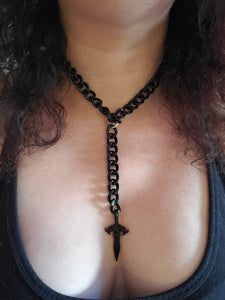 Black Metal Dagger Chain Necklace