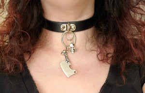 Meat Cleaver Leather Buckle Choker Necklace