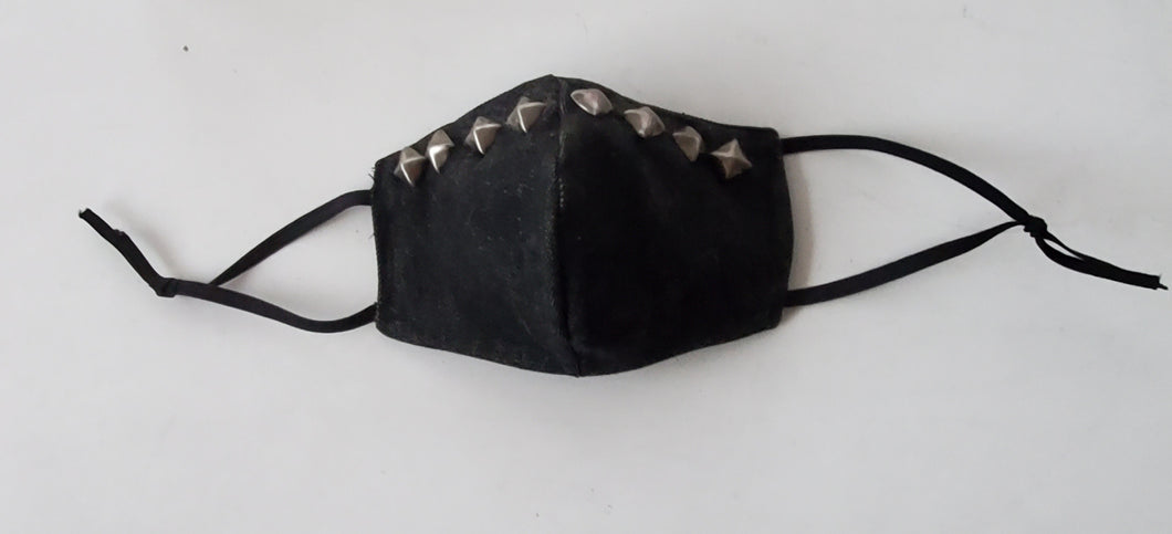 Pyramid Studded Denim Facemask