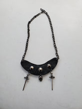 Load image into Gallery viewer, Daggers and Skull Studded Leather Necklace
