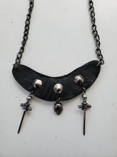 Load image into Gallery viewer, Daggers and Skull Studded Leather Necklace
