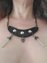 Load image into Gallery viewer, Daggers and Skull Studded Leather Necklace
