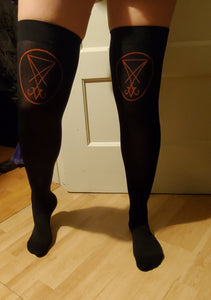 Sigil of Lucifer Thigh High Stockings