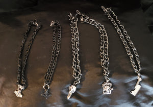 Leather woven Chain Necklace with various Pendants