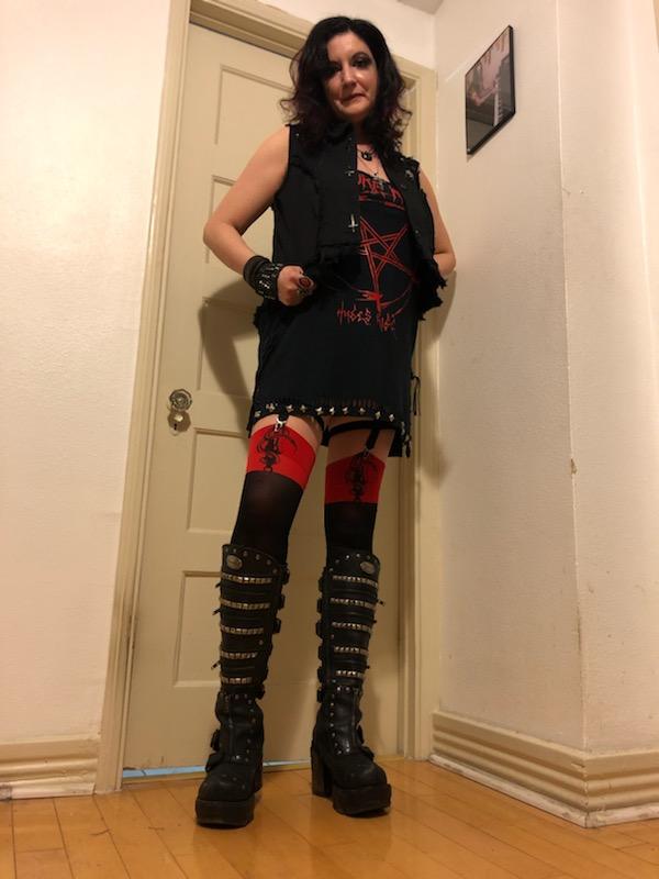 Serpent N' Chain Cuban Style Two Tone Thigh High Stockings