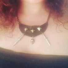 Load image into Gallery viewer, Daggers and Skull Studded Leather Necklace
