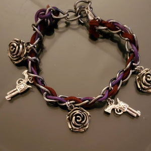 Pistols And Roses Woven Chain Bracelet