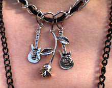 Load image into Gallery viewer, Guitar and Rose Pendant Chain Choker Necklace
