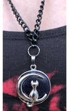 Load image into Gallery viewer, Kitty On The Moon On Black Chain Necklace
