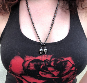 Double Skull Pendant Chain Necklace