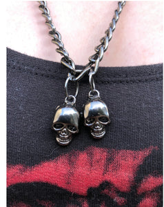 Double Skull Pendant Chain Necklace