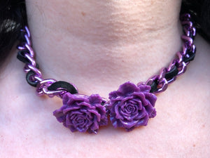 Roses on Chain Choker Necklace