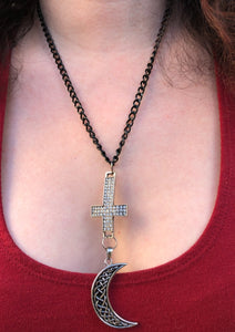 Inverted Cross with Moon Necklace